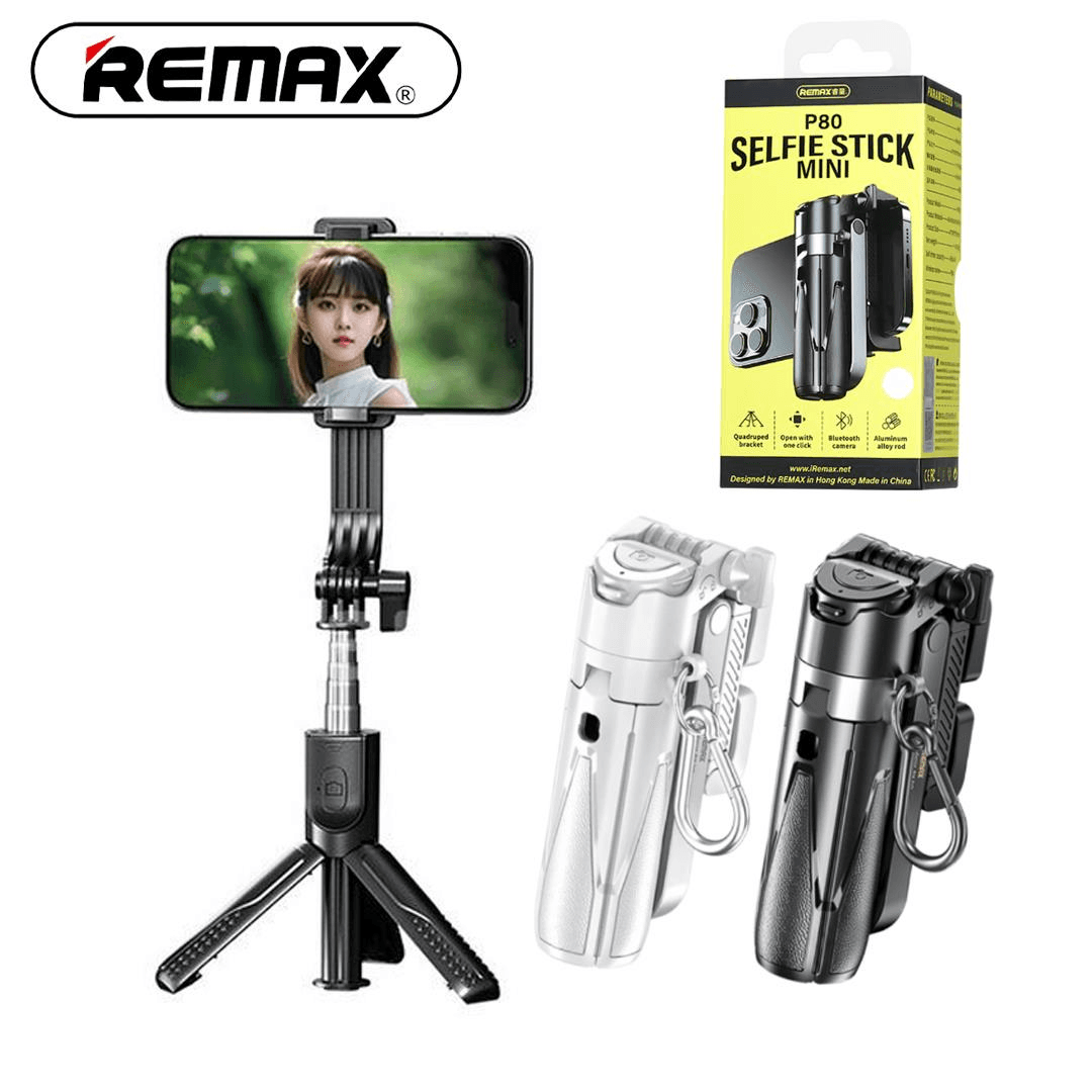 REMAX-MINI-POCKET-PORTABLE-SELFIE-STICK-HOLDER-P80 - Soporte Portátil para Selfie con Control Bluetooth