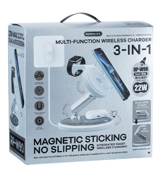 RP-W90 Cargador Inalámbrico Multifuncional Plegable con Compatibilidad MagSafe 2