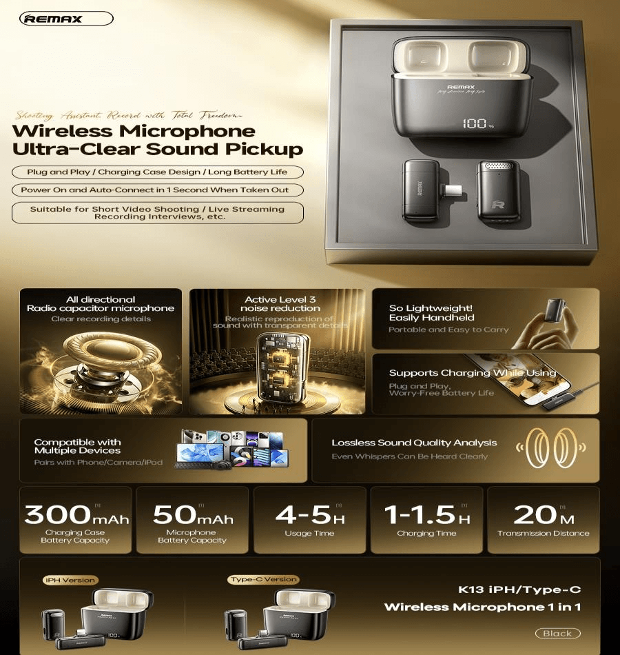 K-13 Micrófono Inalámbrico para Streaming de Alta Calidad 2