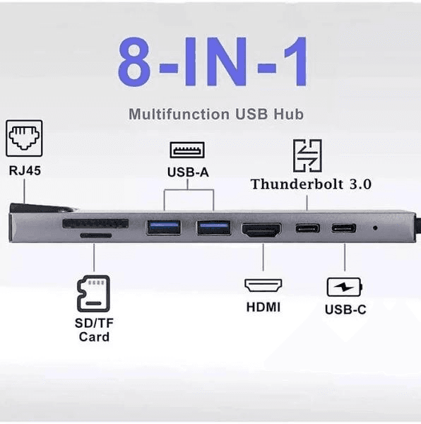 UC-921 Estación de Acoplamiento USB-C Multifuncional 8 en 1 con Salida 4K 3
