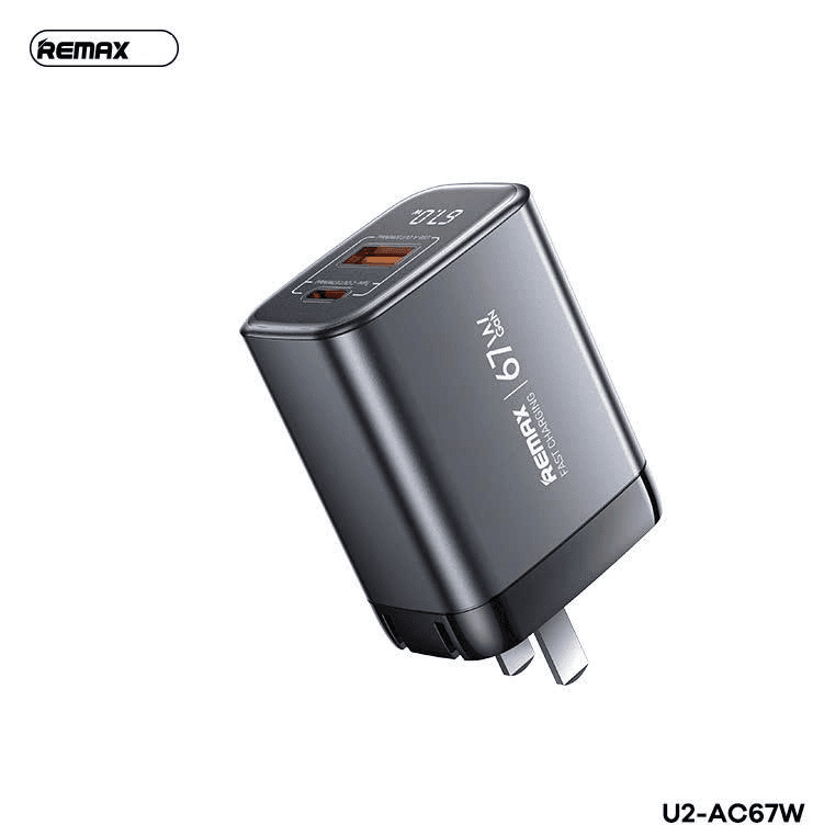 U2-AC67W - Cargador Rápido GAN de 67W con Pantalla Digital y Puerto USB-C 3