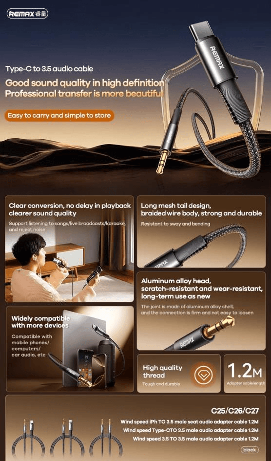 C-25-C Cable Adaptador de Audio 3.5mm a Lightning/Type C 2