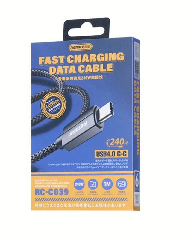 RC-C039 - Cable USB 4.0 Tipo C de 1 metro con carga rápida de 240 vatios
