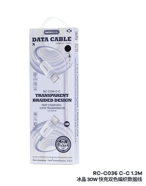 RC-C036 Cable de Datos con Carga Rápida de 30W Compatible con Apple y Android 2