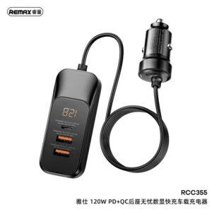 RCC-355 Cargador de Carro Rápido con Display Digital y Tecnología PD+QC 2