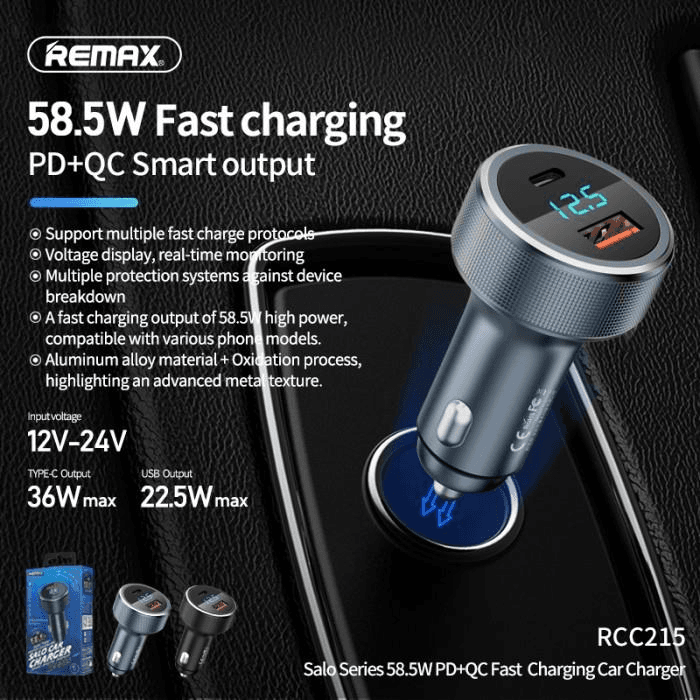 RCC_215 Cargador de Automóvil Inteligente con Carga Rápida QC y PD 3