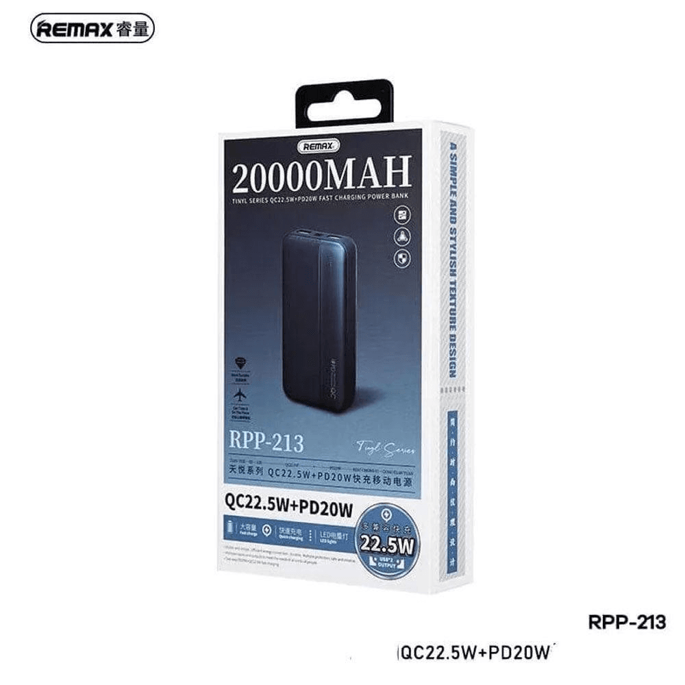RPP-213 Power Bank de 20000mAh con Carga Rápida QC y PD