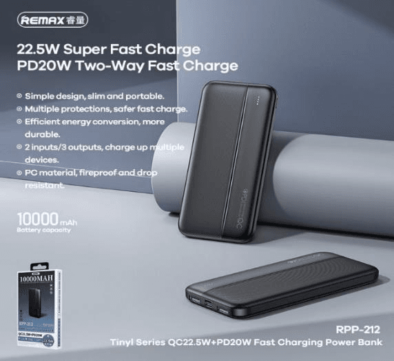 RPP-212 Power Bank de 10000mAh con Carga Rápida QC y PD 2