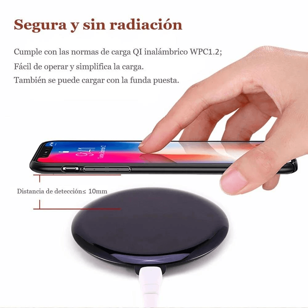 RP-W11 Cargador Inalámbrico de Carga Rápida 10W Compatible con iPhone, Samsung, Huawei y Xiaomi 2