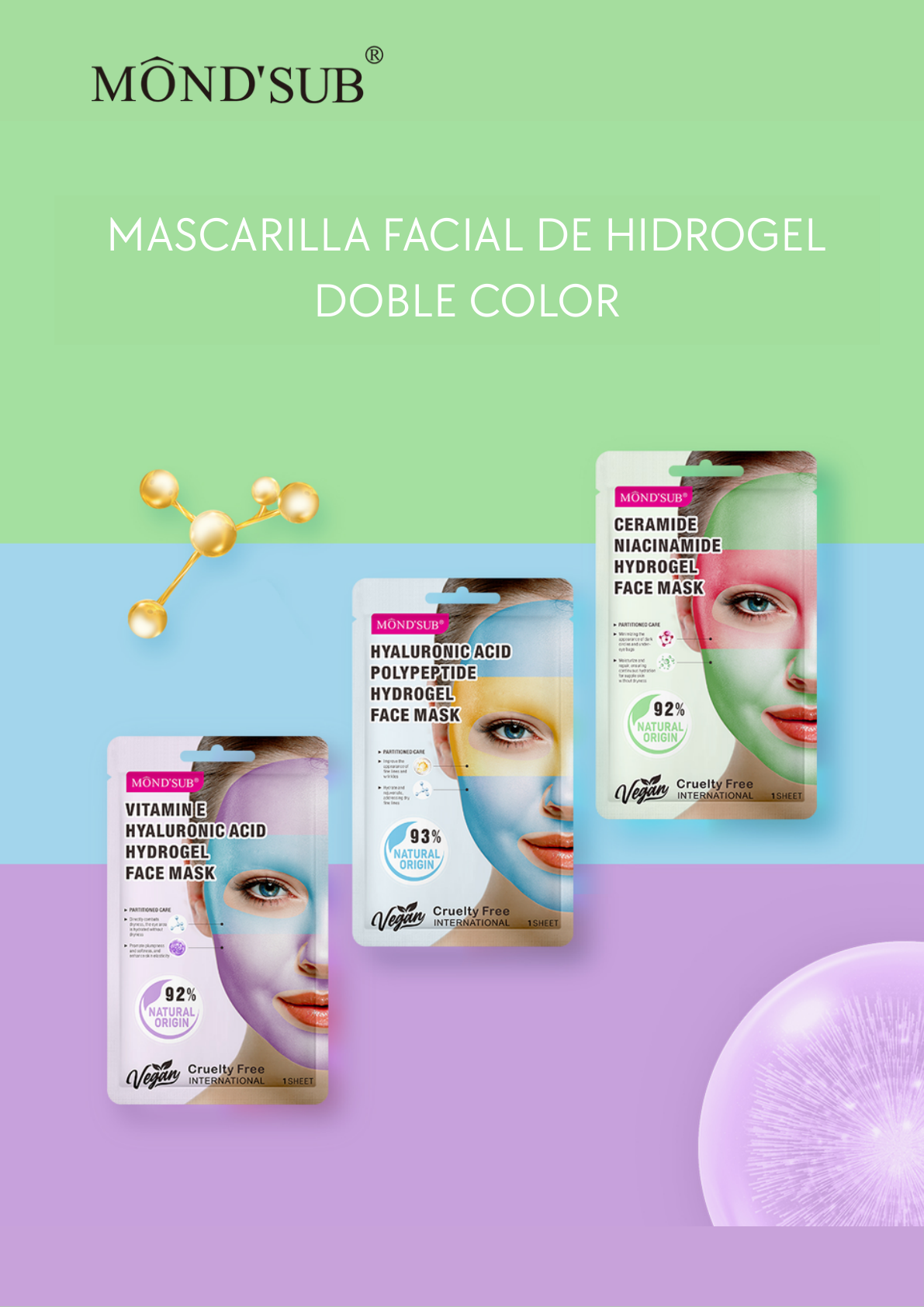 MASCARILLA FACIAL DE HIDROGEL DOBLE COLOR