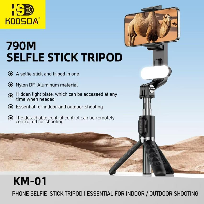 KM-01 Trípode Gimbal con Luz y Control Remoto para Selfies Perfectos