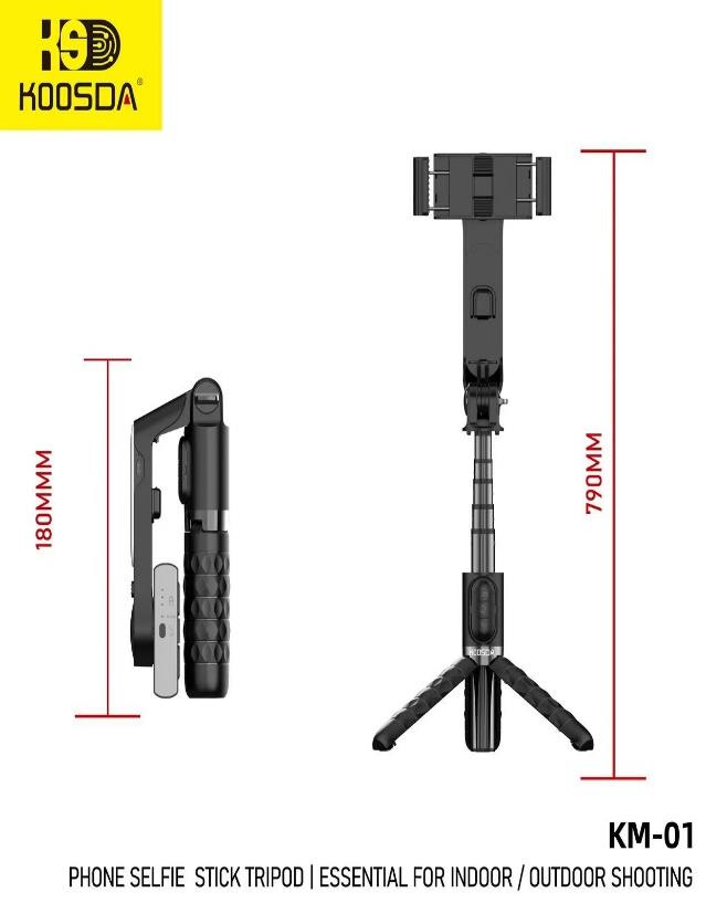KM-01 Trípode Gimbal con Luz y Control Remoto para Selfies Perfectos imagen 3