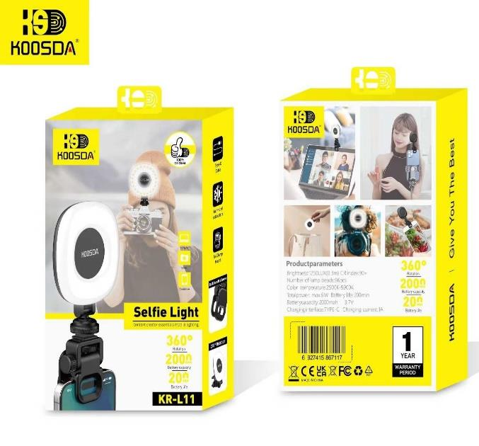 KR-L11 Luz LED Recargable Tipo C para Selfies con Batería Extra imagen 2
