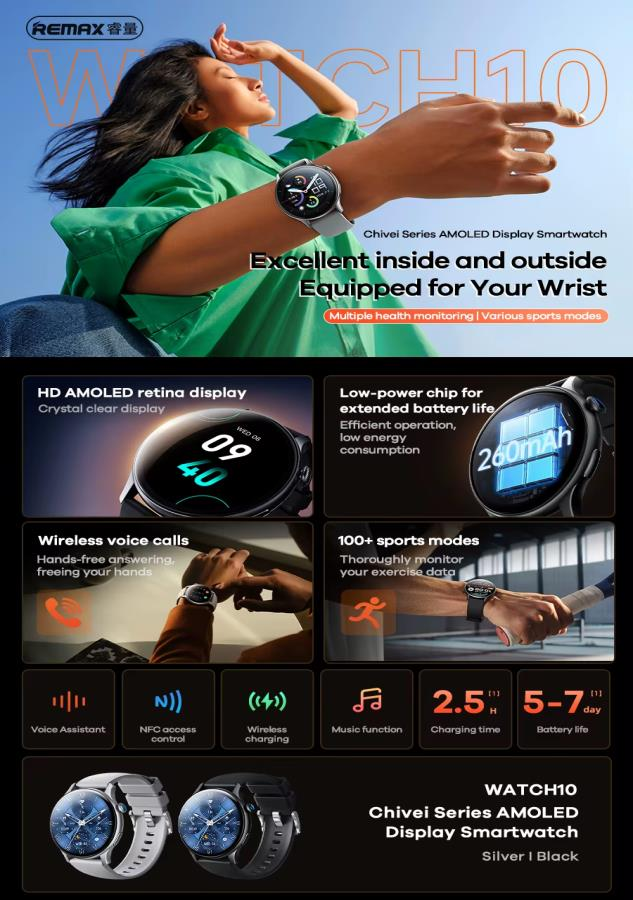 REMAX_SERIES_SMART_WATCH_10 - Smartwatch AMOLED con Llamadas de Voz HD y Batería de hasta 7 Días imagen 3