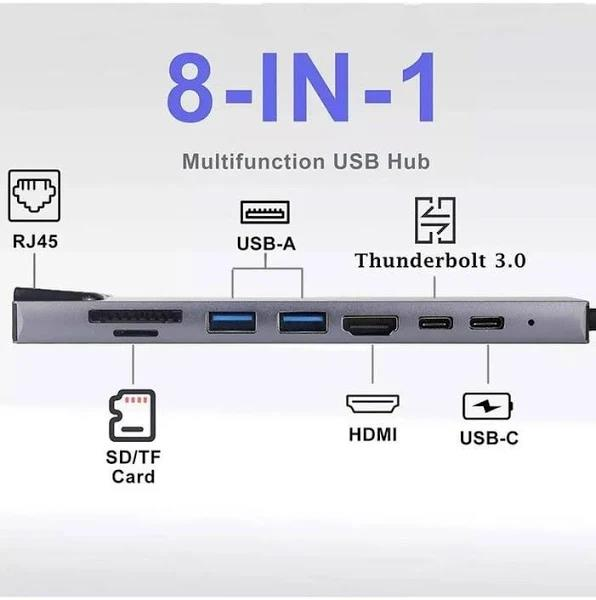 UC-921 Estación de Acoplamiento USB-C Multifuncional 8 en 1 con Salida 4K imagen 3