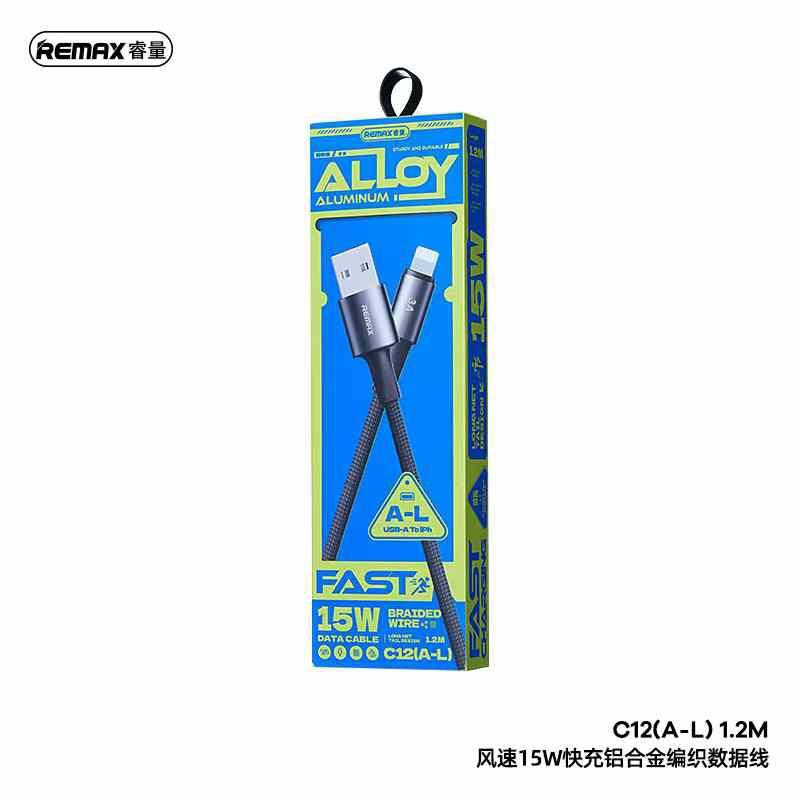 REMAX-SERIES-VELOCITY-3-AMP-FAST-CHARGING-CABLE-C12(A-L) - Cable de Carga Rápida de Aleación de Aluminio de Alta Durabilidad imagen 2