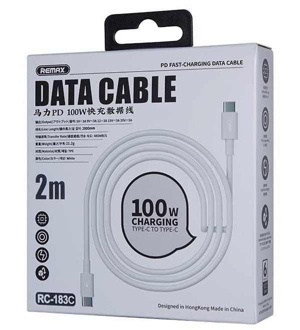 RC-183C Cargador Rápido 100W y Cable de Datos de 2 Metros para Apple y Android imagen 2