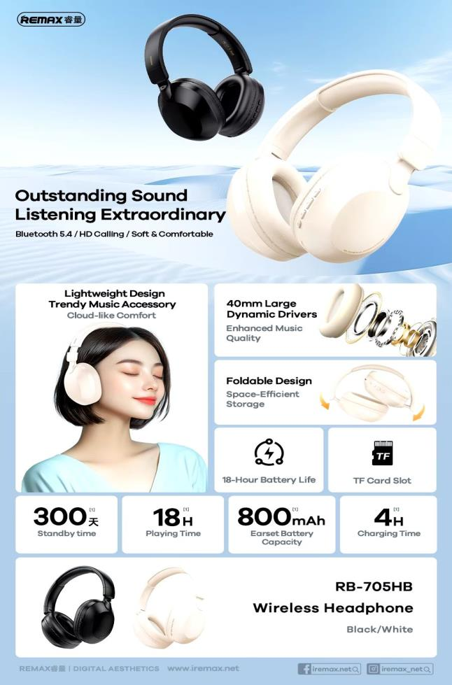 RB-705HB Auriculares Inalámbricos con Extra Bass y Larga Duración de Batería imagen 3