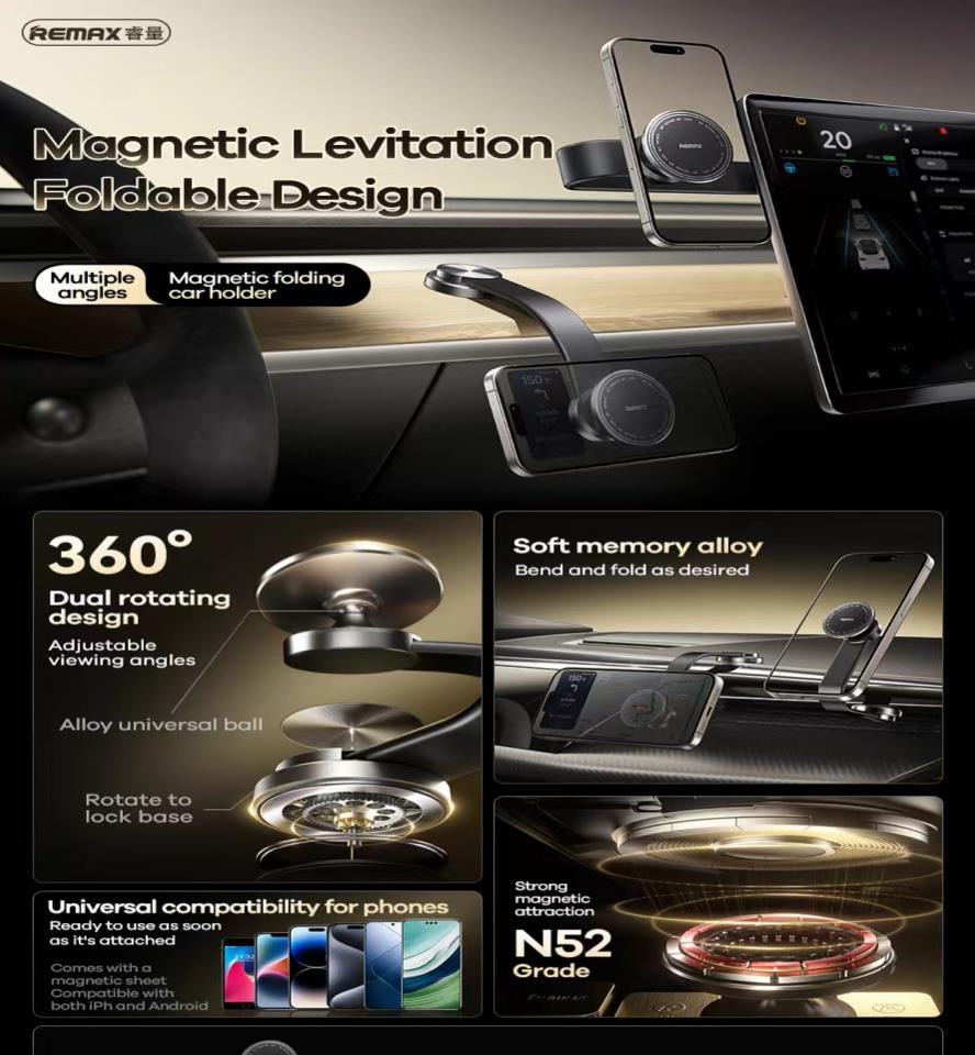 RM-C41 Cargador para Auto con Soporte Magnético y Giro 360 Grados imagen 3