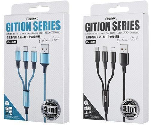 RC-189TH Cable USB Serie Gition 3.1 Amp con Nylon Trenzado y Aleación